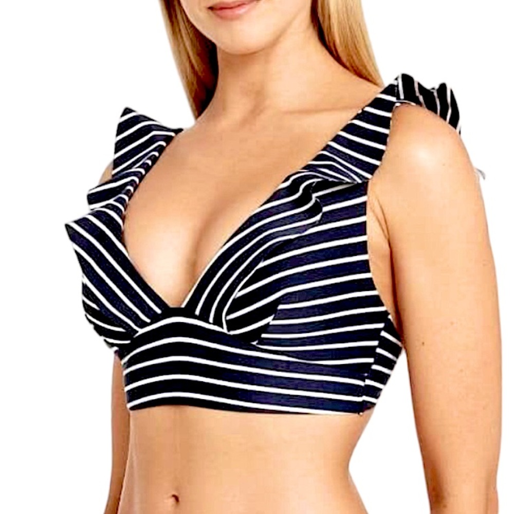 Sea Level Swim French Frill Stripe Bralette Bikini Top